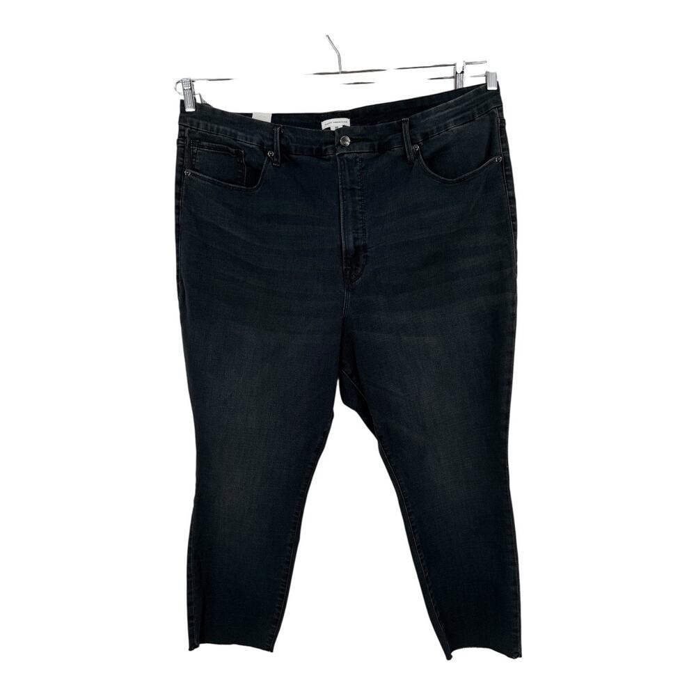 Good American Good Waist Crop skinny raw hem jeans dark blue size 26